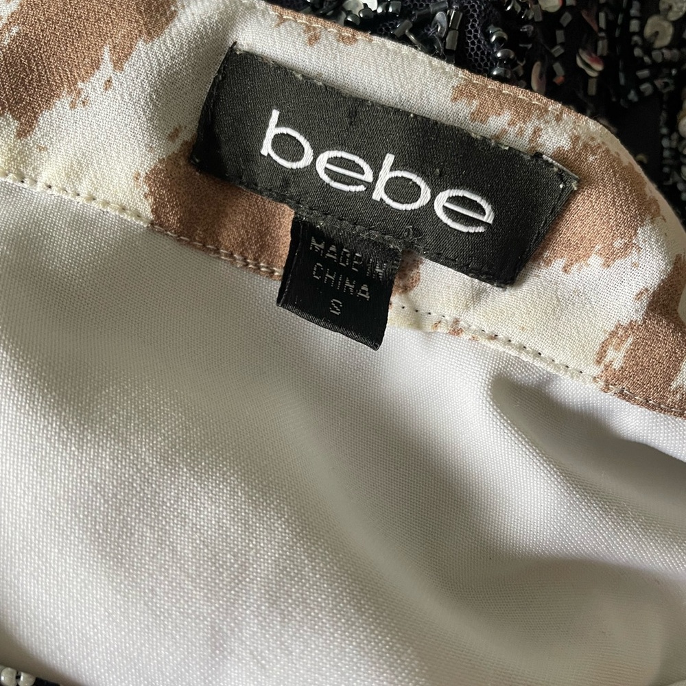 Bebe one shoulder cheetah print dress‎ with beading - Picture 8 of 8